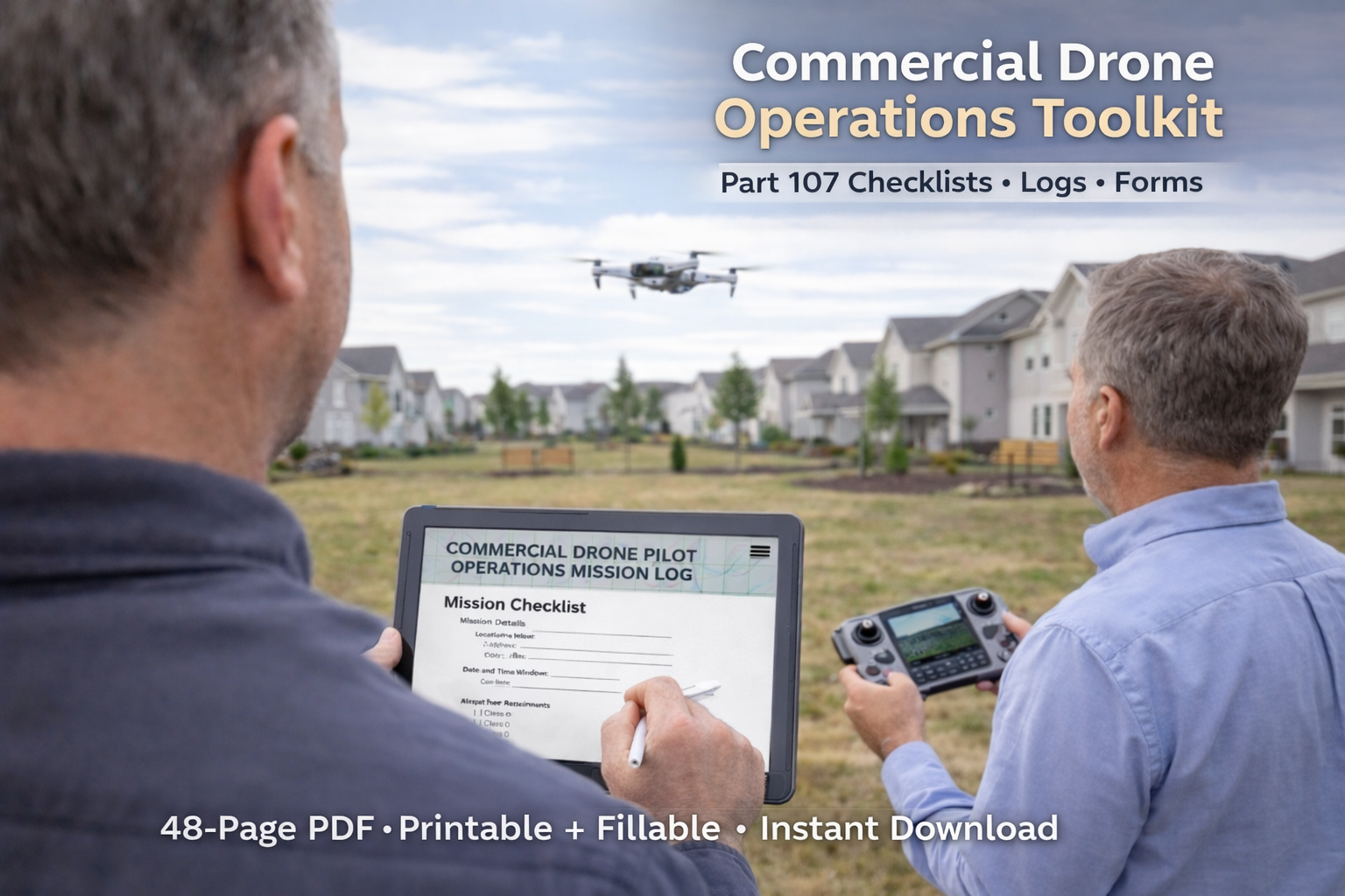 Commercial Drone Pilot Operations Toolkit — Part 107 checklists, logs, forms — 48-page PDF